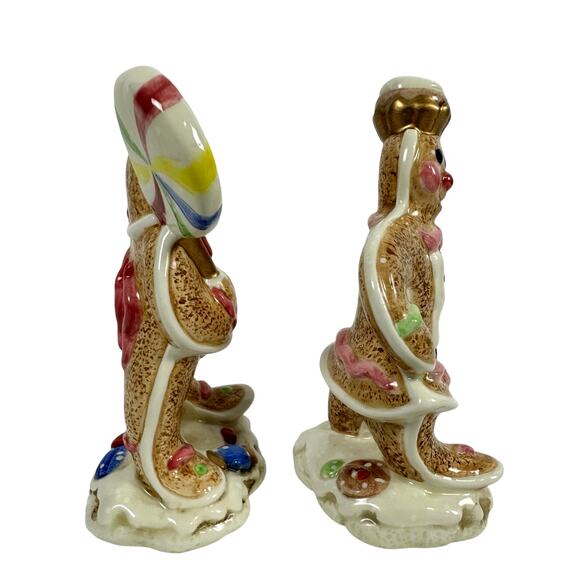 Fitz Floyd Candy Lane Express Holiday Gingerbread Couple Salt & Pepper-No box - Picture 3 of 5